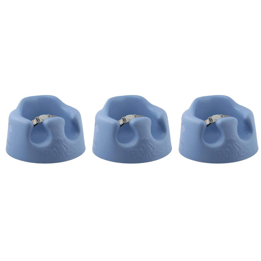 Bumbo Baby Floor Seat Portable Infant Booster Chair for Sitting Support, Activity and Feeding, 15 X 15 X 9.3 Inches, 3 Pack, Powder Blue