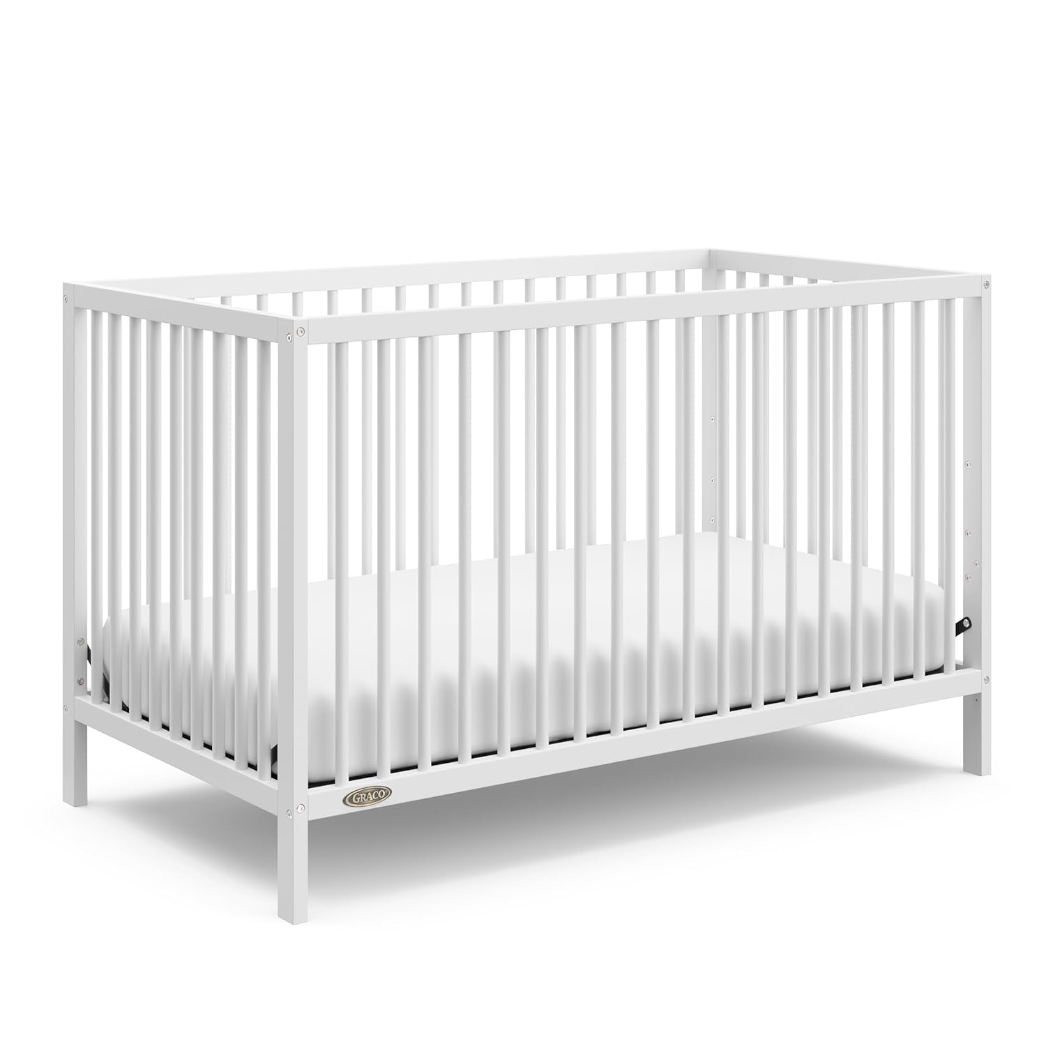 Graco Teddi 4-In-1 Convertible Mini Crib with Bonus Water-Resistant Mattress (Driftwood) – GREENGUARD Gold Certified, 2.75-Inch Mattress Included, Convenient Size, Easy 30-Minute Assembly