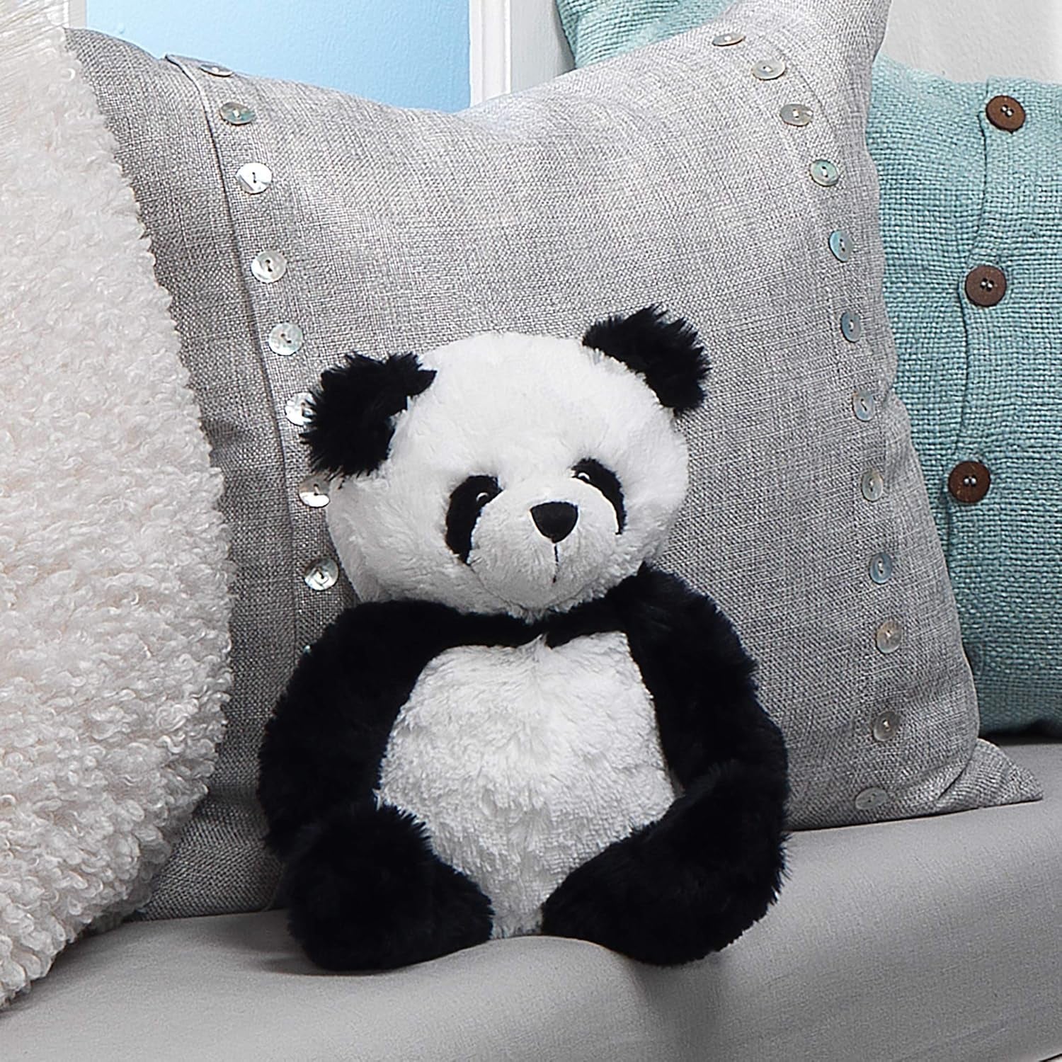 Lambs & Ivy Wild Life Black/White Plush Panda Bear Stuffed Animal Toy - Lucky