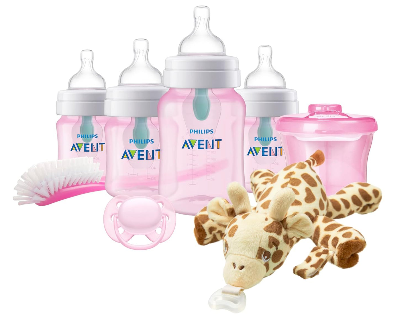 Philips AVENT Anti-Colic Baby Bottle with Airfree Vent Newborn Gift Set with Snuggle, Clear, SCD306/10