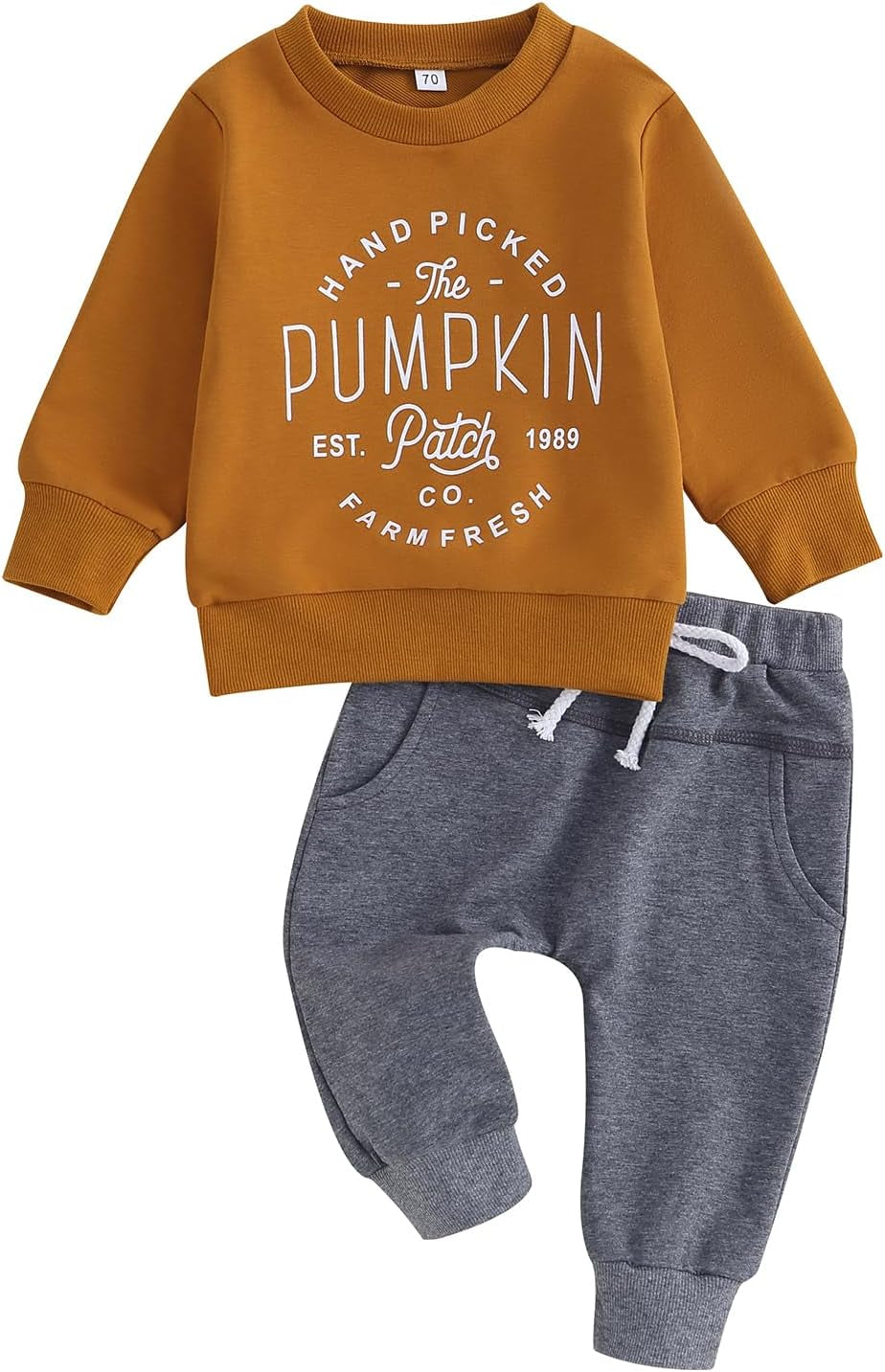 Adobabirl Toddler Baby Halloween Outfit Boy Girl Pumpkin Patch Crew Sweatshirt and Pants Set Halloween Fall Baby Clothes