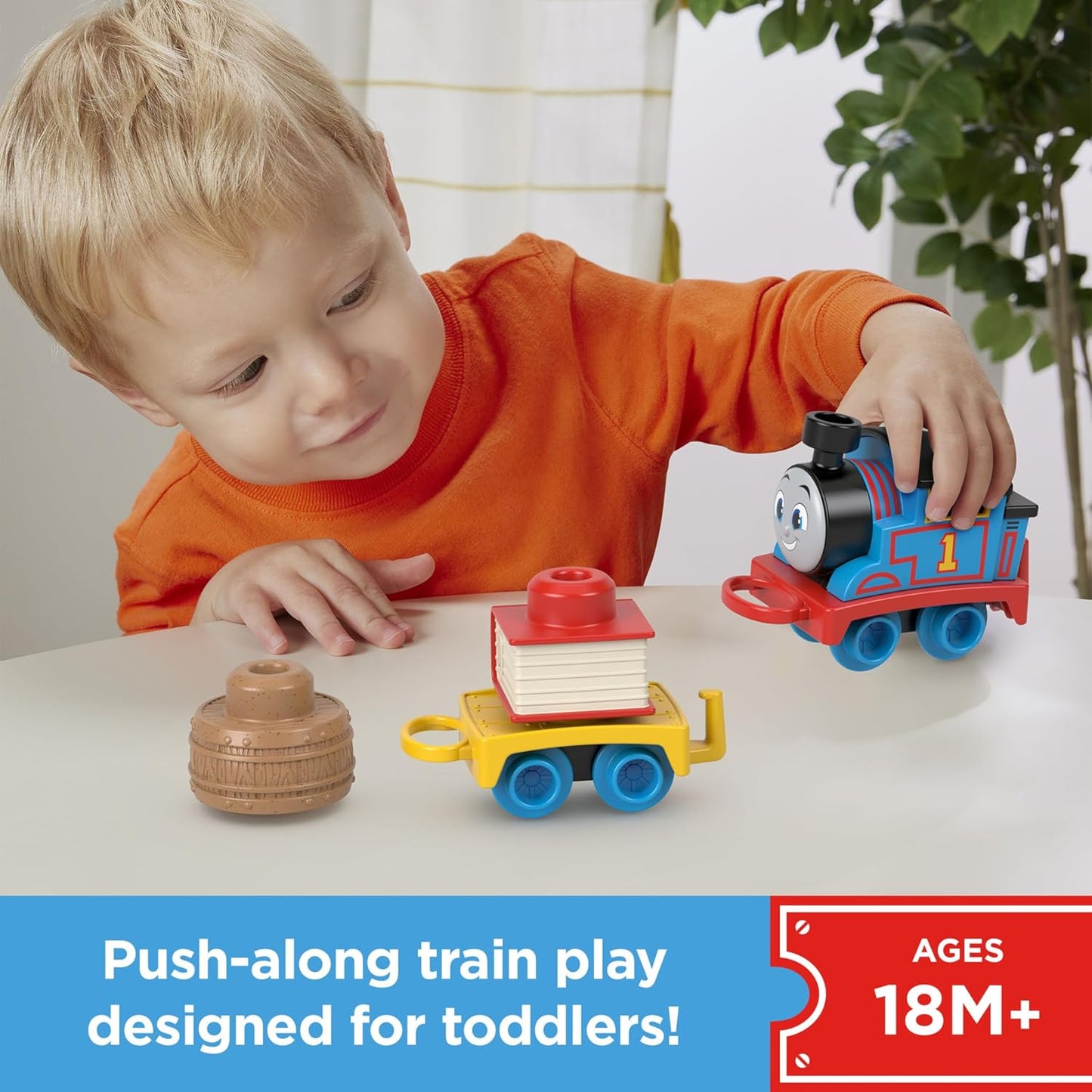 Thomas & Friends Toddler Toy My First Thomas Push-Along Train with Stacking Cargo for Kids Ages 18+ Months