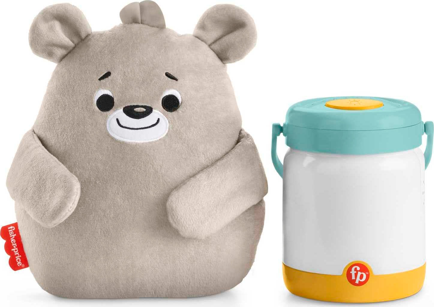 Fisher-Price Newborn Toy Baby Bear & Firefly Soother, Plush Sound Machine with Detachable Toddler Night Light for Infants Ages 0+ Months