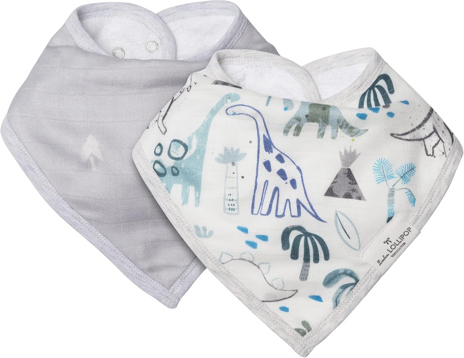 Loulou Lollipop Muslin Bandana Bib Drool Bib Set for Baby Girl and Boy, Adjustable 3 to 36 Months, 2 Pack