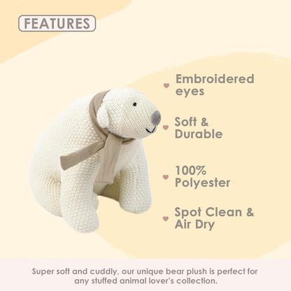 MON AMI Scout the Polar Bear Stuffed Animal – 9X8”, Polar Bear with Scarf, Cute Polar Bear Plush Toy for Kids of All Ages, for Christmas