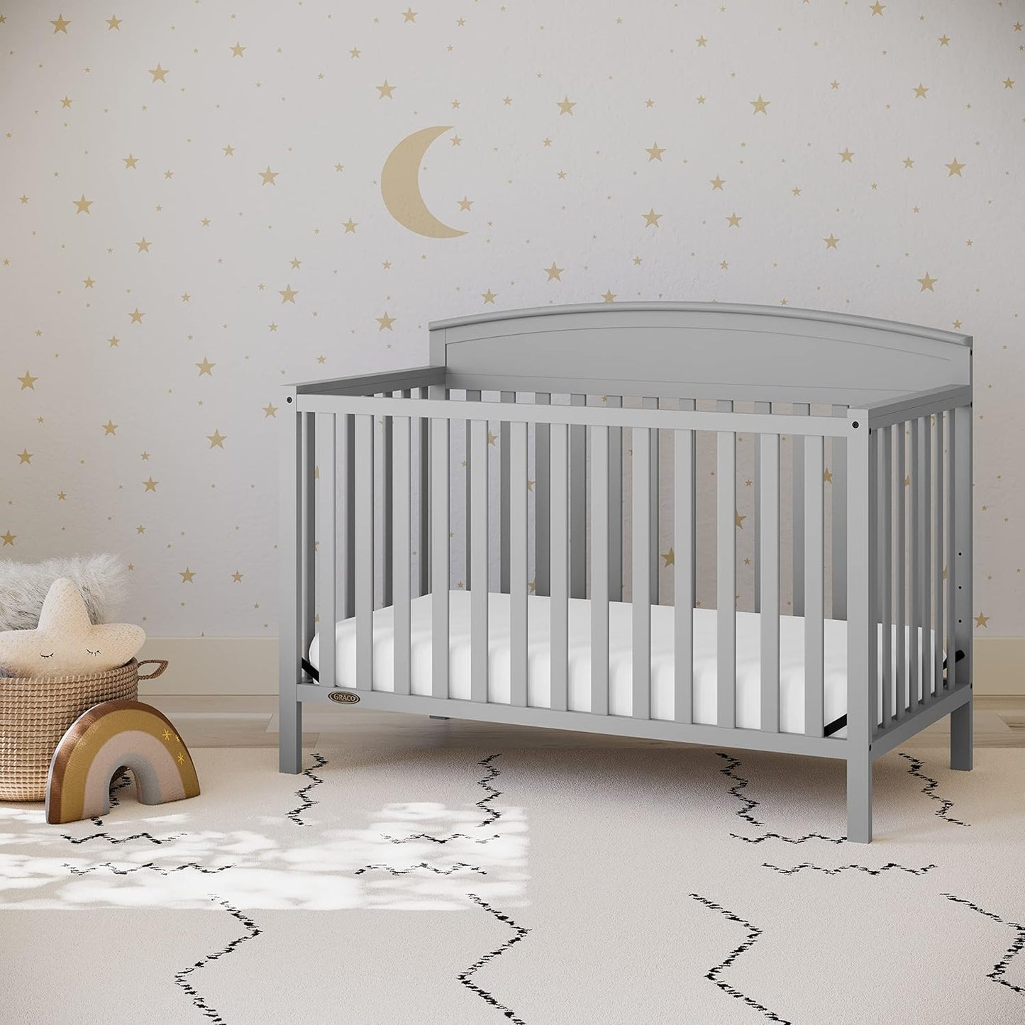 Graco Benton 5-In-1 Convertible Crib (Pebble Gray) – GREENGUARD Gold Certified, Converts from Baby Crib to Toddler Bed, Daybed and Full-Size Bed, Fits Standard Full-Size Crib Mattress