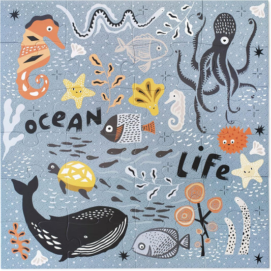 Wee Gallery Ocean Life Floor Puzzle, 24 Large Pieces, Durable Jumbo Jigsaw Floor Puzzles for Beginner, Toddlers, Preschool Kids, Learning Toy, Cognitive & Motor Development Activities, Brain Games