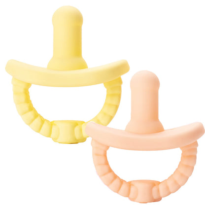 Naturebond Baby Silicone Pacifiers Teether (2 Packs) + Pacifier Case | Weaning Pacifier 6-18 Months | | Peach & Yellow | Bpa-Free Food Grade Silicone Binkies