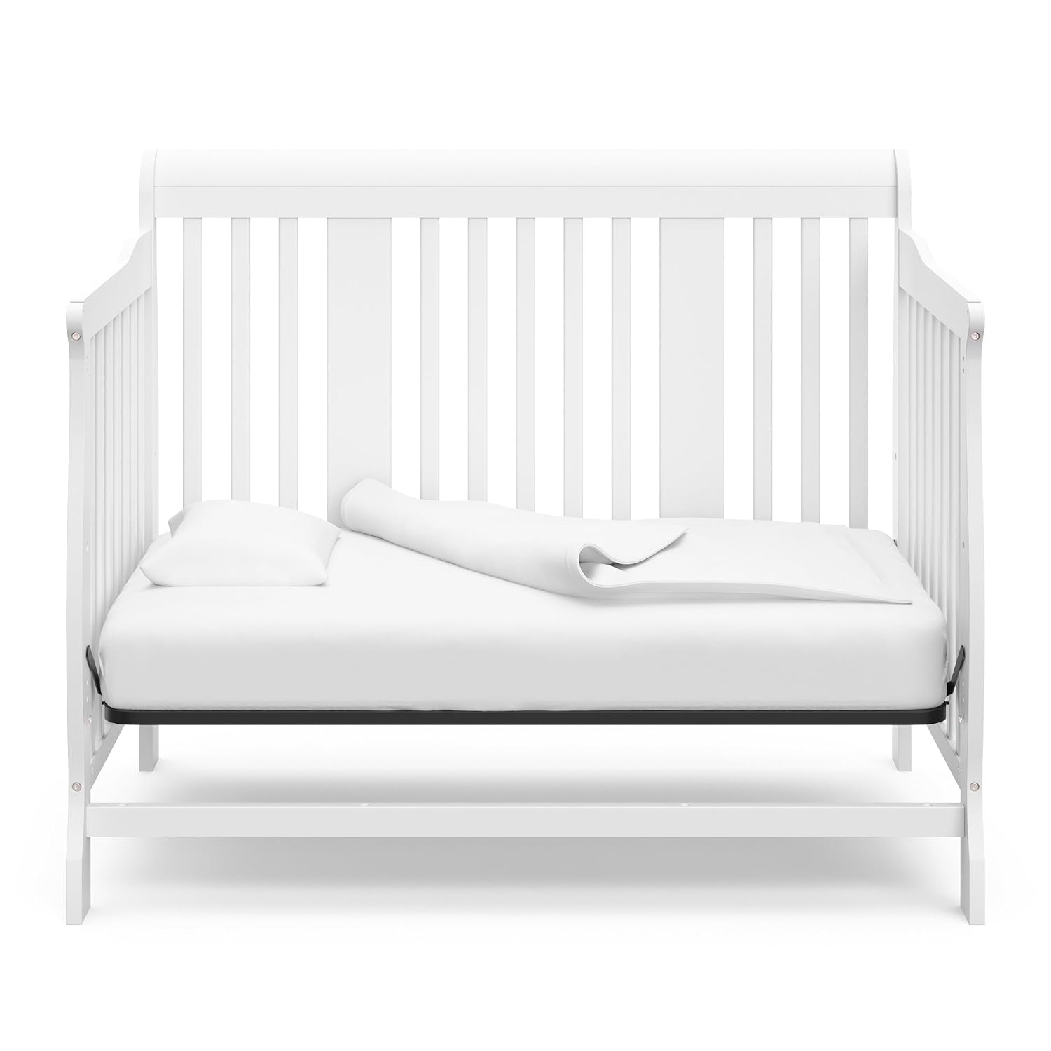 Storkcraft Tuscany 4-In-1 Convertible Crib (White) - Easily Converts to Toddler Bed, Day Bed or Full Bed, 3 Position Adjustable Height Mattress (Mattress Not Included)