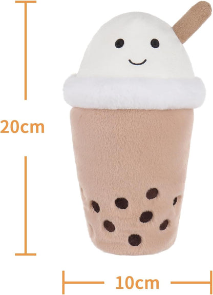 Apricot Lamb Boba Plush Stuffed Bubble Tea Plushies for Kids, Soft Cute Plush Toys for Baby Girl and Boy, Fluffy Milk Tea Brown 7.9 Inches