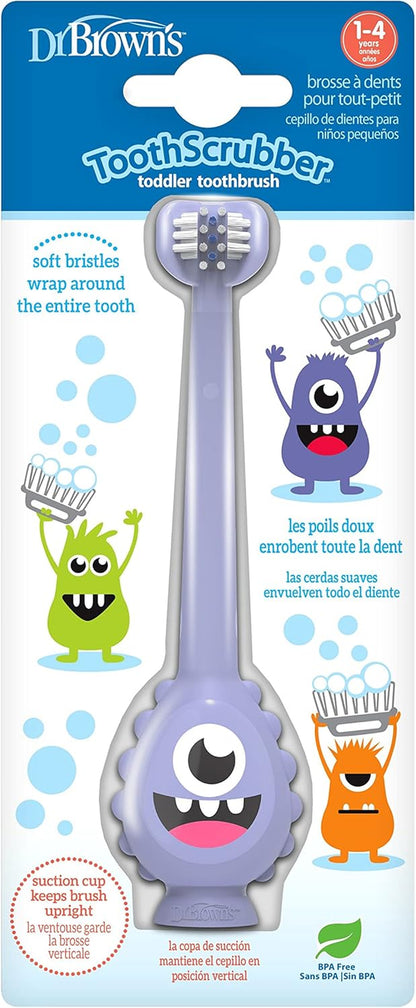 Dr. Brown'S Toothscrubber Toddler Toothbrush, Monster and Flamingo, 2-Pack