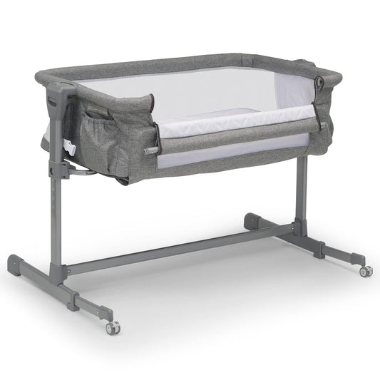 Delta Children Close2Me Bedside Baby Bassinet Sleeper with Breathable Mesh and Adjustable Heights - Lightweight Portable Crib, Grey