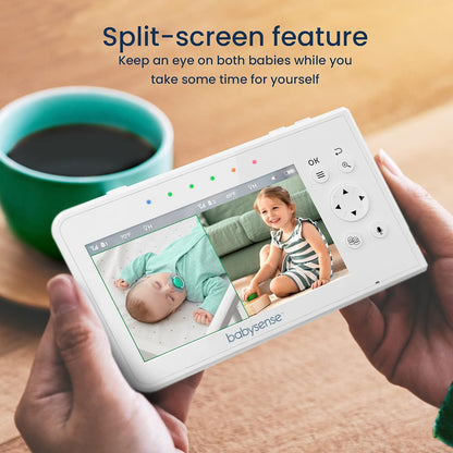 Babysense 3.5" Screen, Video Baby Monitor with Camera and Audio, 960Ft Range (Open Space), Night Light, Two-Way Audio, Zoom, Night Vision, Lullabies