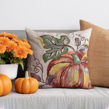 MON AMI Watercolour Pumpkin Decorative Throw Pillow – 18X18”, Halloween Decorations, Farmhouse Cushion for Sofa/Couch