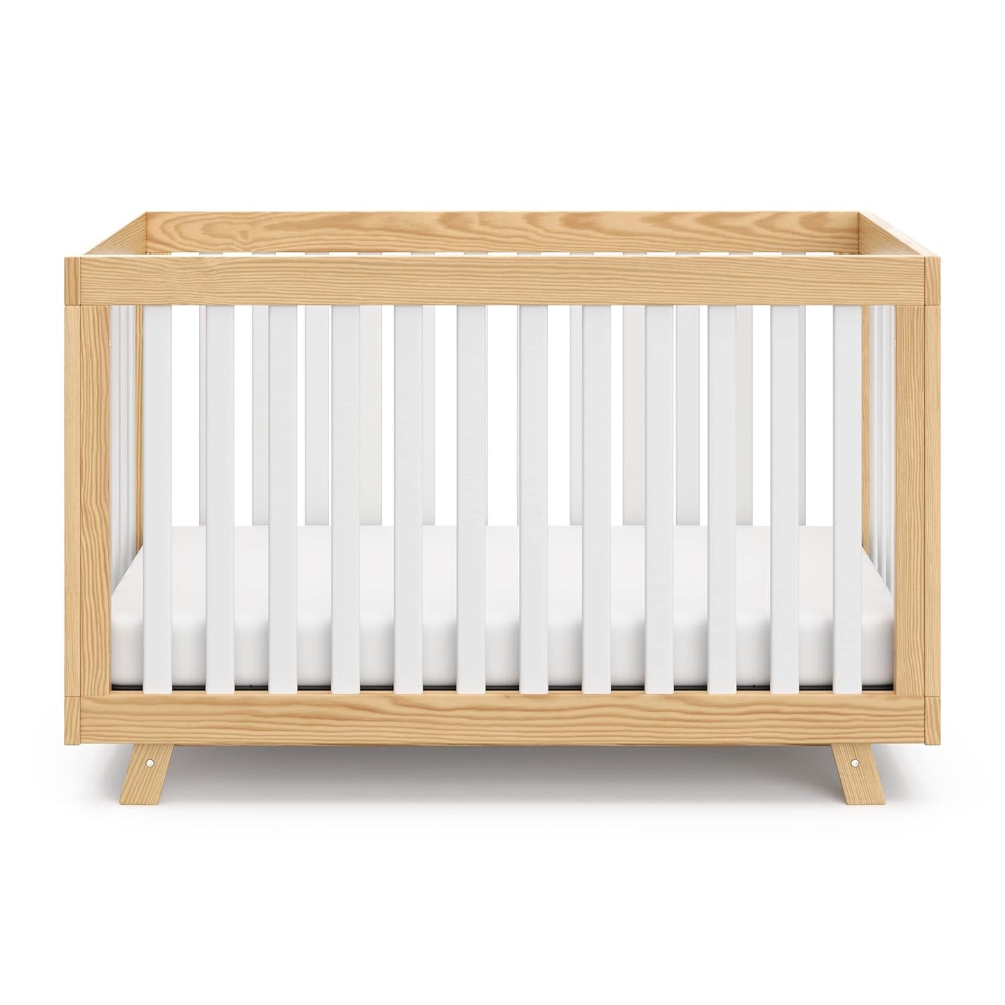 Storkcraft Beckett Convertible Crib (Natural with White Slats) – Converts from Baby Crib to Toddler Bed and Daybed, Fits Standard Full-Size Crib Mattress, Adjustable Mattress Support Base