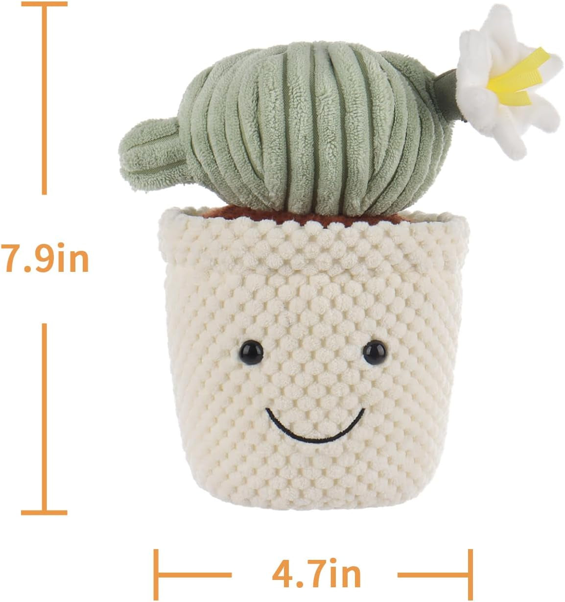 Apricot Lamb Soft Cactus Ball Plant Plush Toy, Stuffed Green Pot, Kawaii Plushie for Kids, 8"