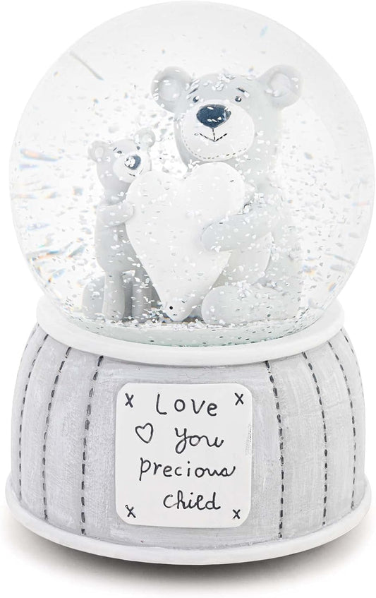 DEMDACO Poetic Threads Precious Child Grey and White 5.5 X 4 Inch Musical Water Globe Bear Plays Hush Little Baby