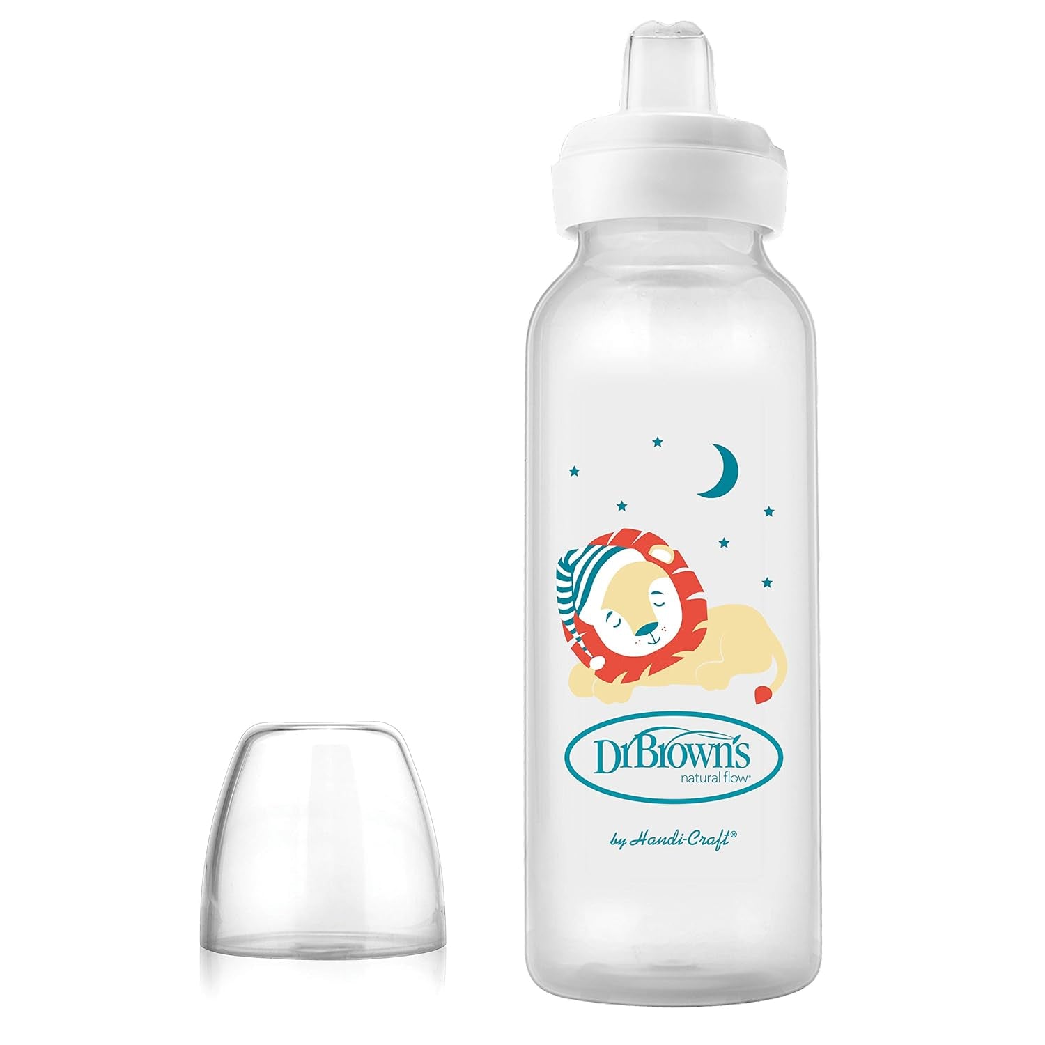 Dr. Brown'S Milestones Narrow Sippy Bottle, 100% Silicone Soft Sippy Spout, 8Oz/250Ml, Fox & Lion, 6M+