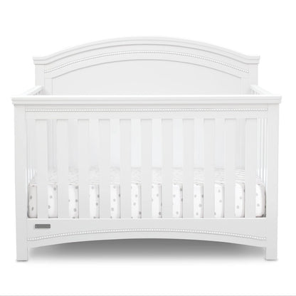 Delta Children Simmons Kids Slumbertime Emma 4-In-1 Convertible Baby Crib N More - Greenguard Gold Certified, Bianca White