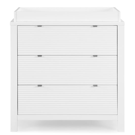 Delta Children Cassie 3 Drawer Dresser with Changing Top and Interlocking Drawers, Bianca White