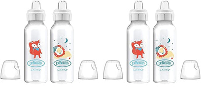 Dr. Brown'S Milestones Narrow Sippy Bottle, 100% Silicone Soft Sippy Spout, 8Oz/250Ml, Fox & Lion, 6M+