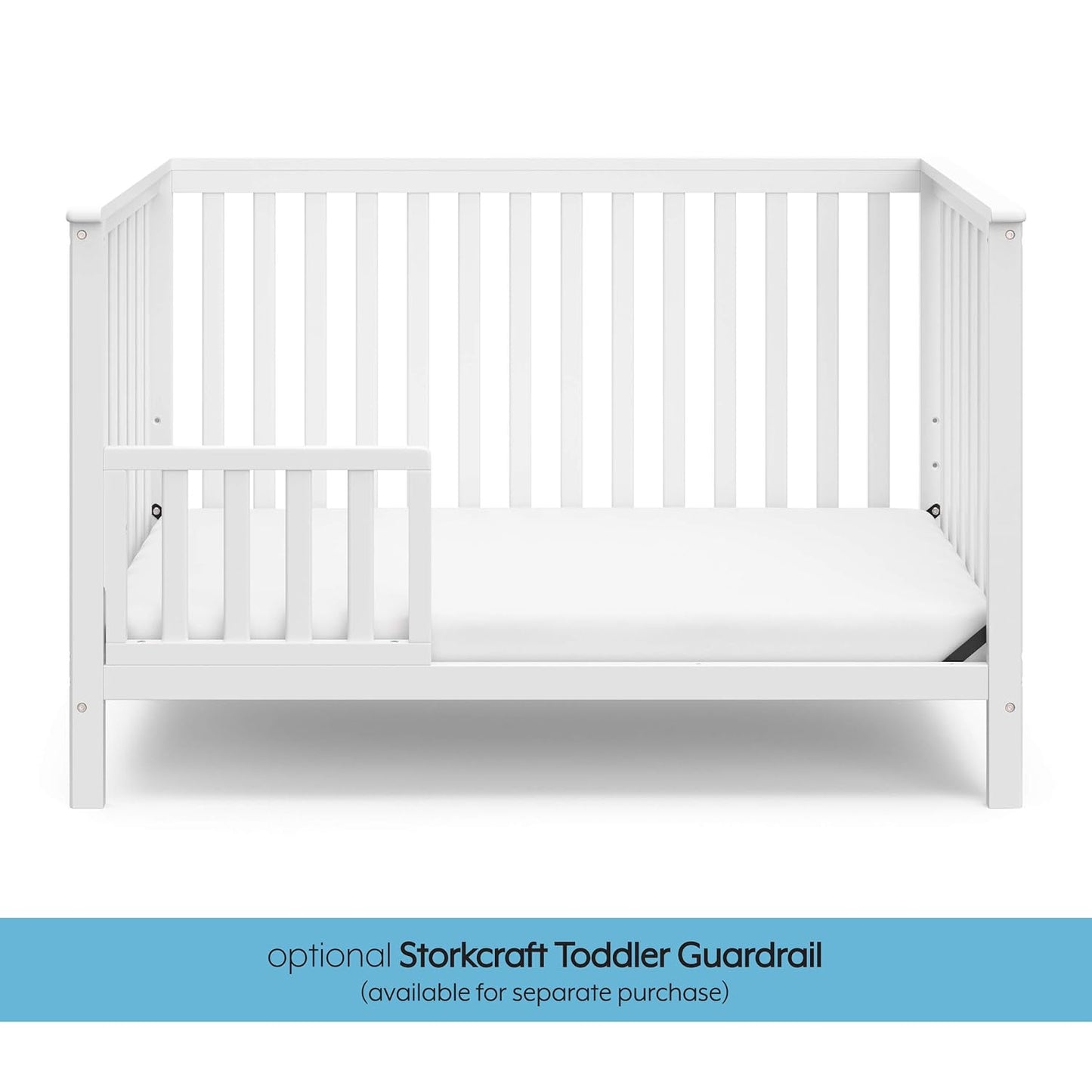 Storkcraft Hillcrest 4-In-1 Convertible Crib (White) - Converts to Daybed, Toddler Bed, and Full-Size Bed, Fits Standard Full-Size Crib Mattress, Adjustable Mattress Support Base