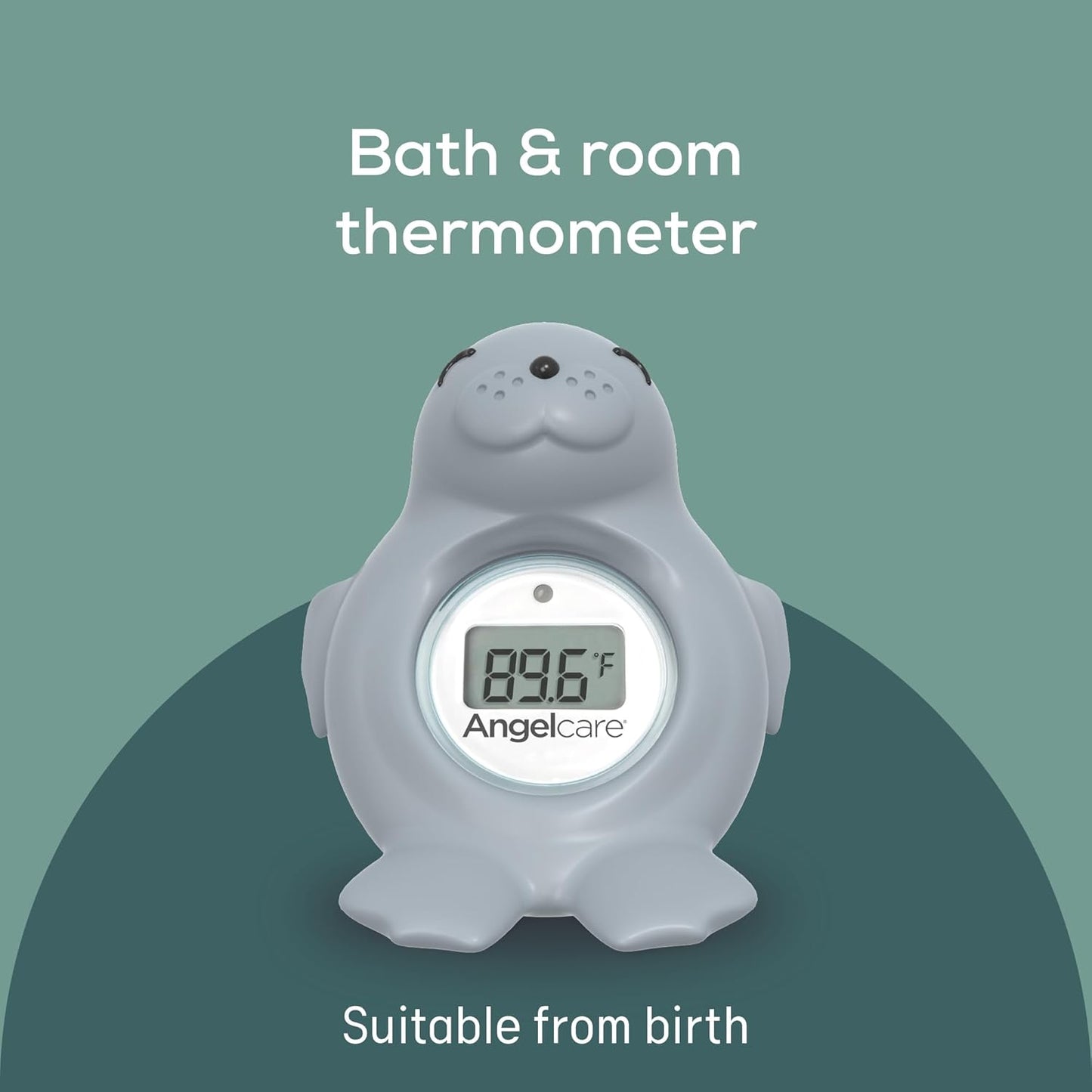 Angelcare Baby Bath & Room Thermometer - Happy Seal, Grey, BT-01-SEAL-US