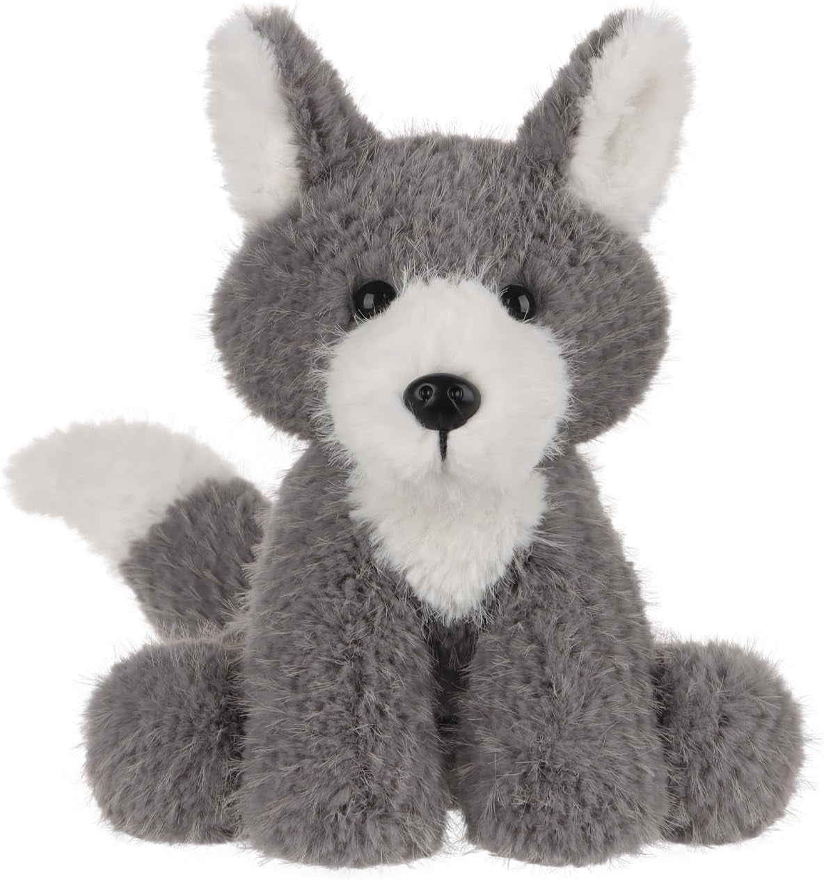 Apricot Lamb Curious Wolf Plush Stuffed Animals for Kids, Soft Cute Plush Toys for Baby Girl and Boy, Fluffy Curious Wolf Grey 7.5 Inches