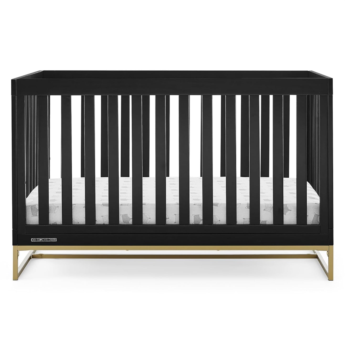 Delta Children Jade 4-In-1 Convertible Crib - Greenguard Gold Certified, Ebony/Bronze