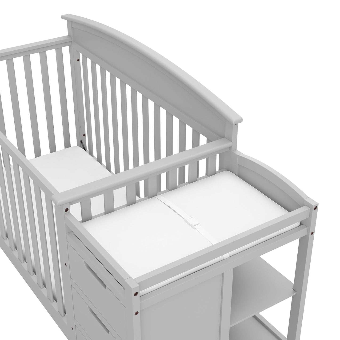 Graco Benton 5-In-1 Convertible Crib and Changer (Pebble Gray) – Crib and Changing Table Combo, Includes Water-Resistant Changing Pad, 3 Drawers, Converts to Toddler Bed, Daybed and Full-Size Bed