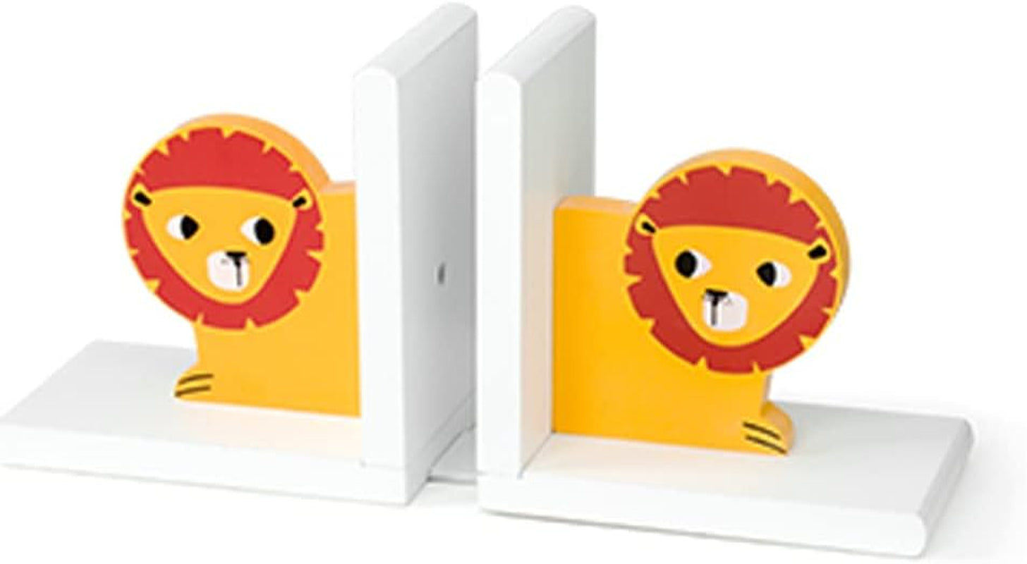 Kids Bookends- Wooden Lion King Bookends for Boys - Wood Lion Nursery Room Decorative Bookends