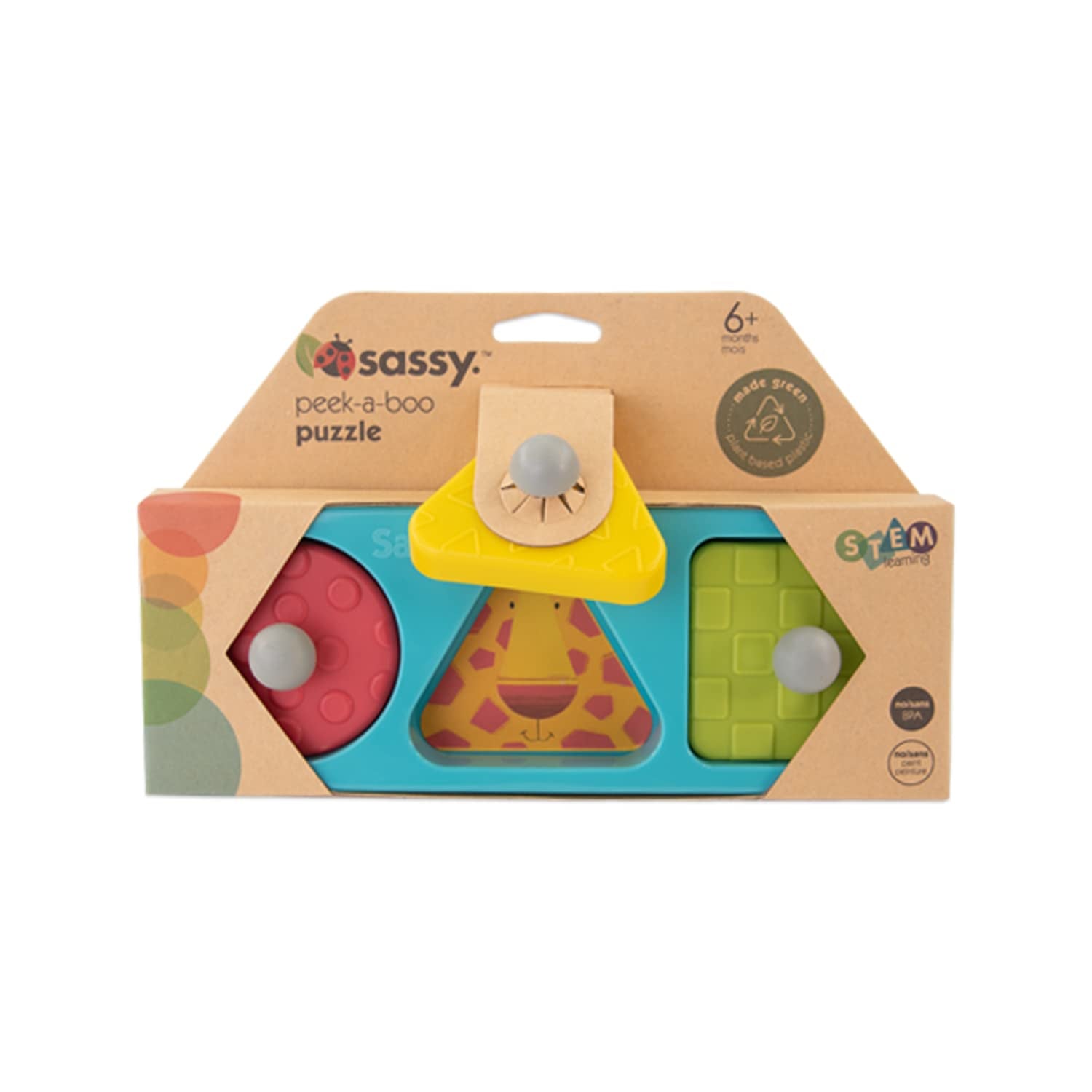 Sassy Eco Peek-A-Boo Puzzle | Made Green with Plant-Based Plastic | STEM Learning 6+ Months