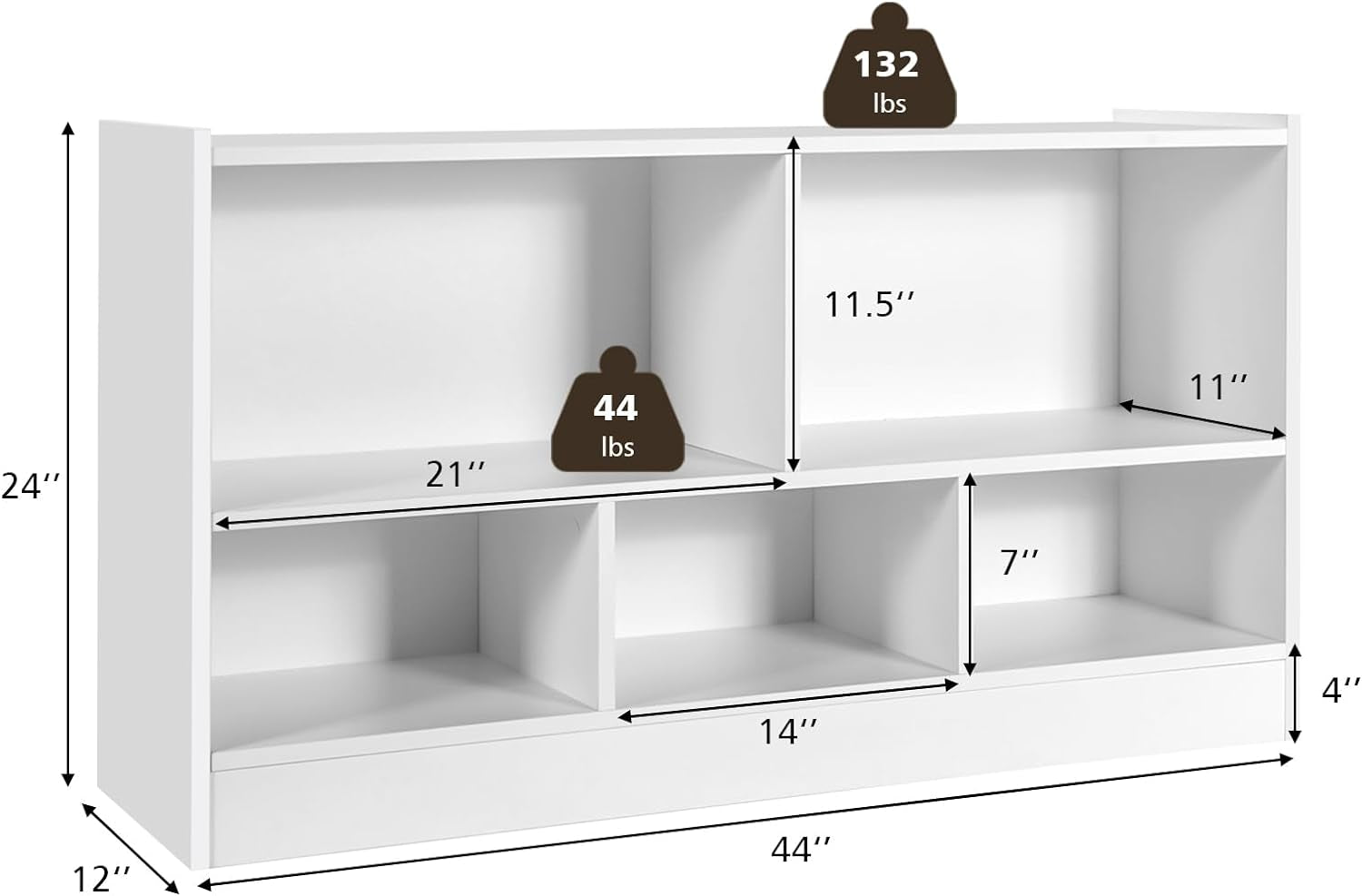 Costzon Toy Storage Organizer for Kids, 5-Section School Classroom Storage Cabinet for Organizing Books Toys, Wooden Bookshelf Daycare Furniture for Playroom, Kids Room, Kindergarten (Burlywood)