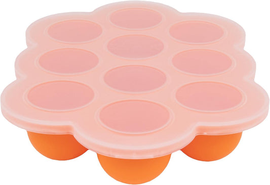 Weesprout Silicone Freezer Tray with Clip on Lid Perfect Food Storage Container for Homemade Baby Food, Vegetable, Fruit Purees, and Breast Milk (Bright Orange, Ten 1.5 Ounce Sections)