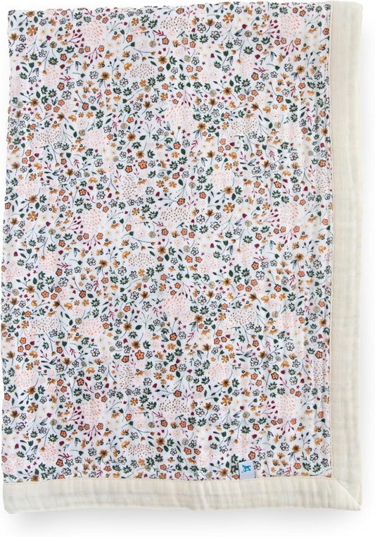 Little Unicorn Pressed Petals Cotton Muslin Quilt Receiving Blanket | 100% Cotton | Super Soft | Babies and Toddlers | 30" X 40" | Unisex