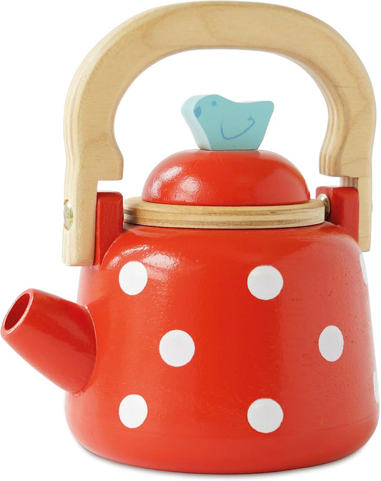 Le Toy Van - Honeybake Wooden Dotty Kettle - Breakfast Set Pretend Kitchen Play Toy Set | Girls or Boys Role Play Kitchen Accessories | Suitable for Boys and Girls