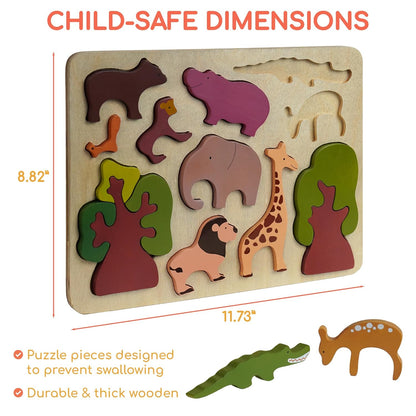 Chippi & Co Wooden Puzzles for Toddlers 1-3, Peg Puzzles for Toddlers, Baby First Puzzle Animal 12-18 Months, Montessori Early Development Learning Toy, Christmas Gifts for Mom, Dad to Be