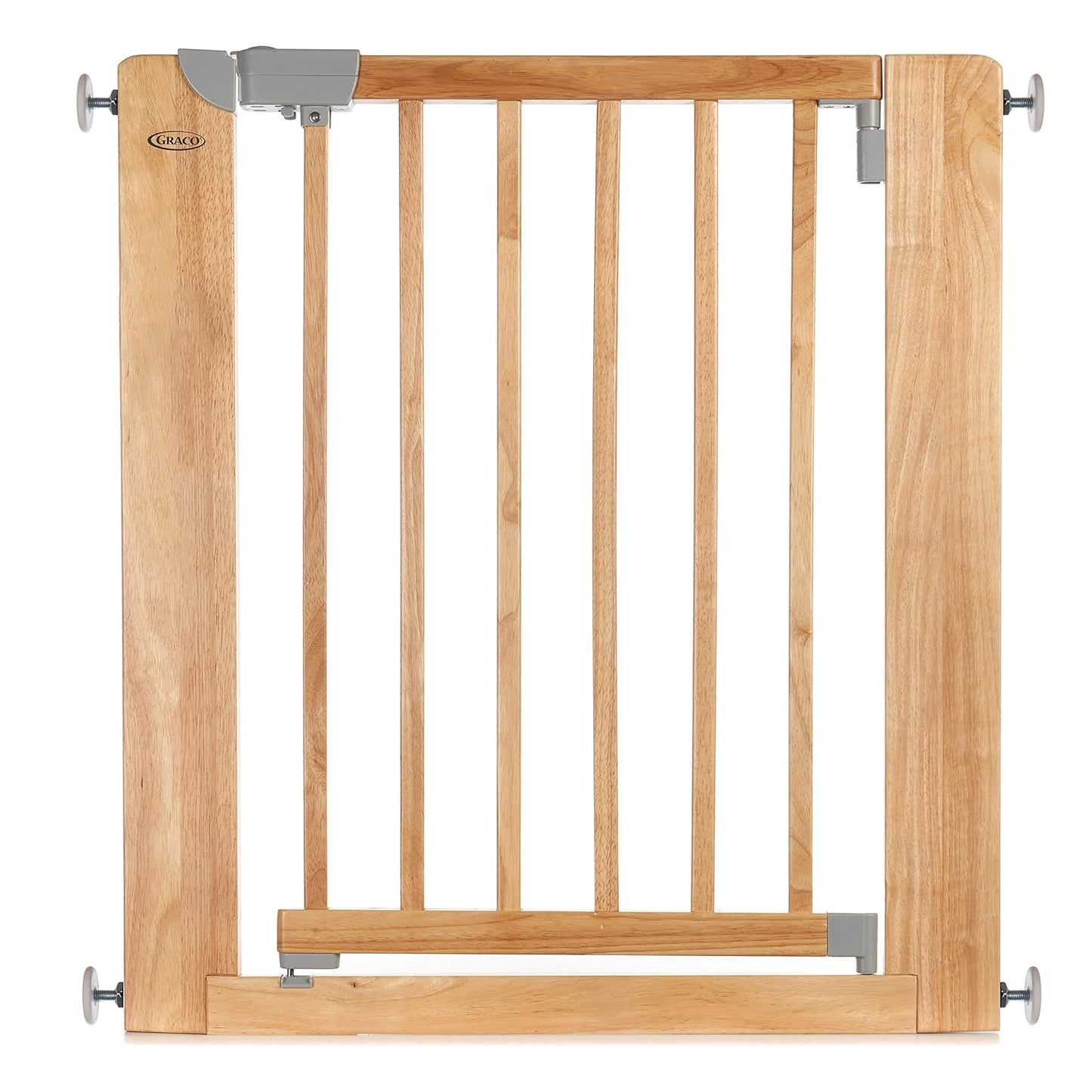 Graco Safespace Walk-Through Wooden Safety Gate (Natural) - Expands from 29-43.75 Inches, 30 Inches Tall, Includes 4 Extensions, Pressure Mounted Walk Thru Baby Gate, Perfect for Children and Pets