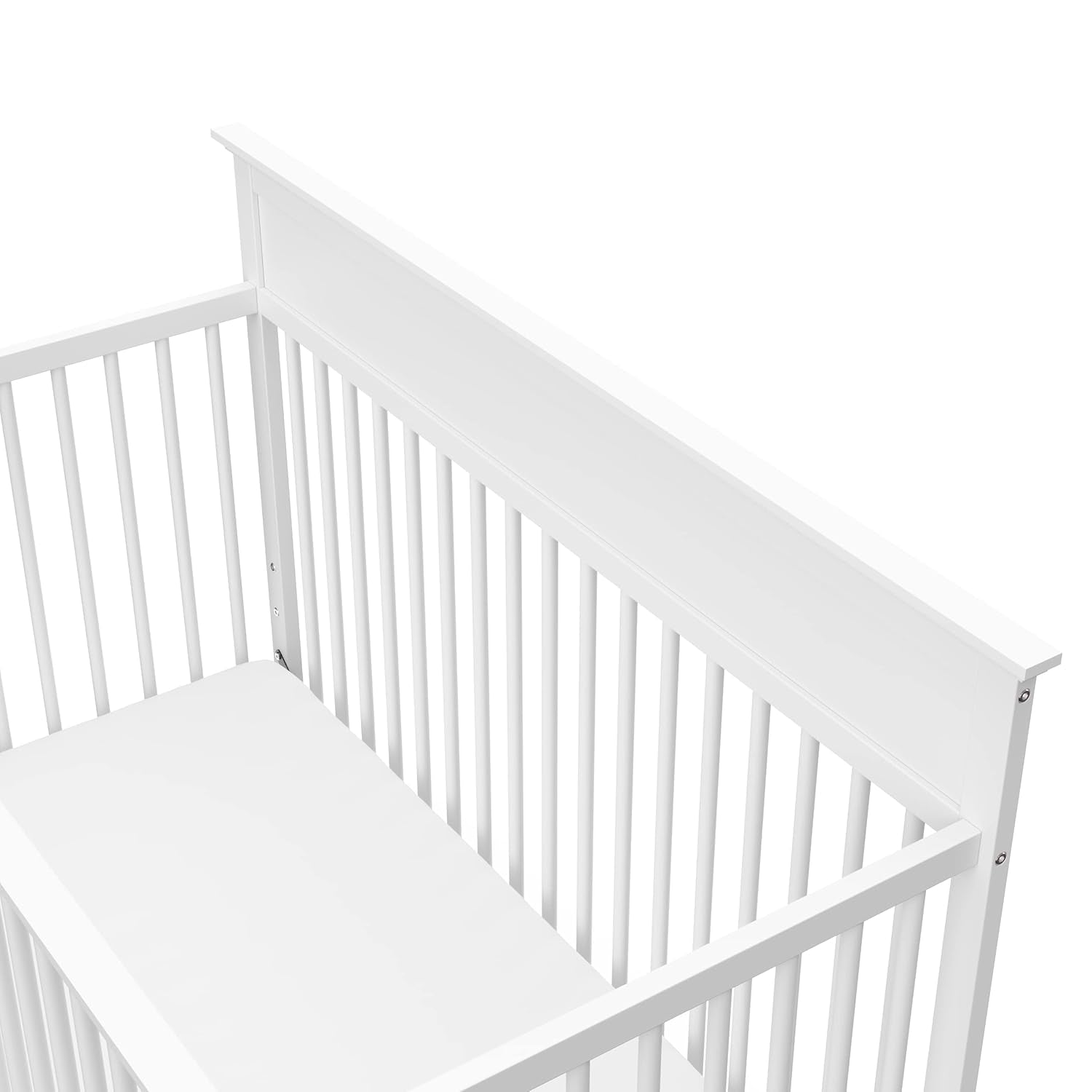 Storkcraft Carmel 5-In-1 Convertible Crib (White) - GREENGUARD Gold Certified, Converts to Toddler Bed & Full-Size Bed, Fits Standard Full-Size Crib Mattress, 4 Adjustable Mattress Heights