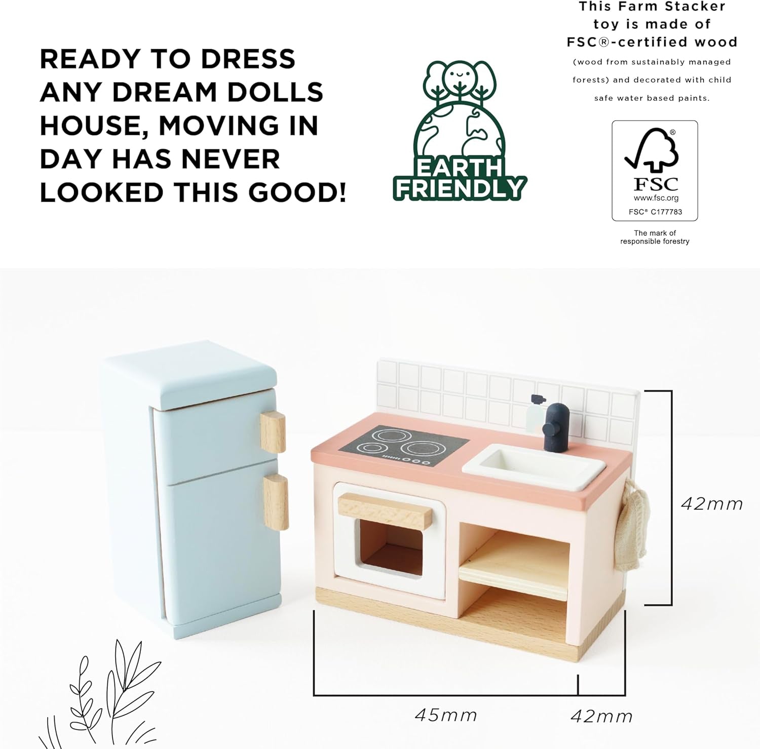 Le Toy Van - Wooden Dolls House Full Starter Furniture & Accessories Play Set for Dolls Houses | Girls or Boys Dolls House Furniture Sets - Suitable for Ages 3+