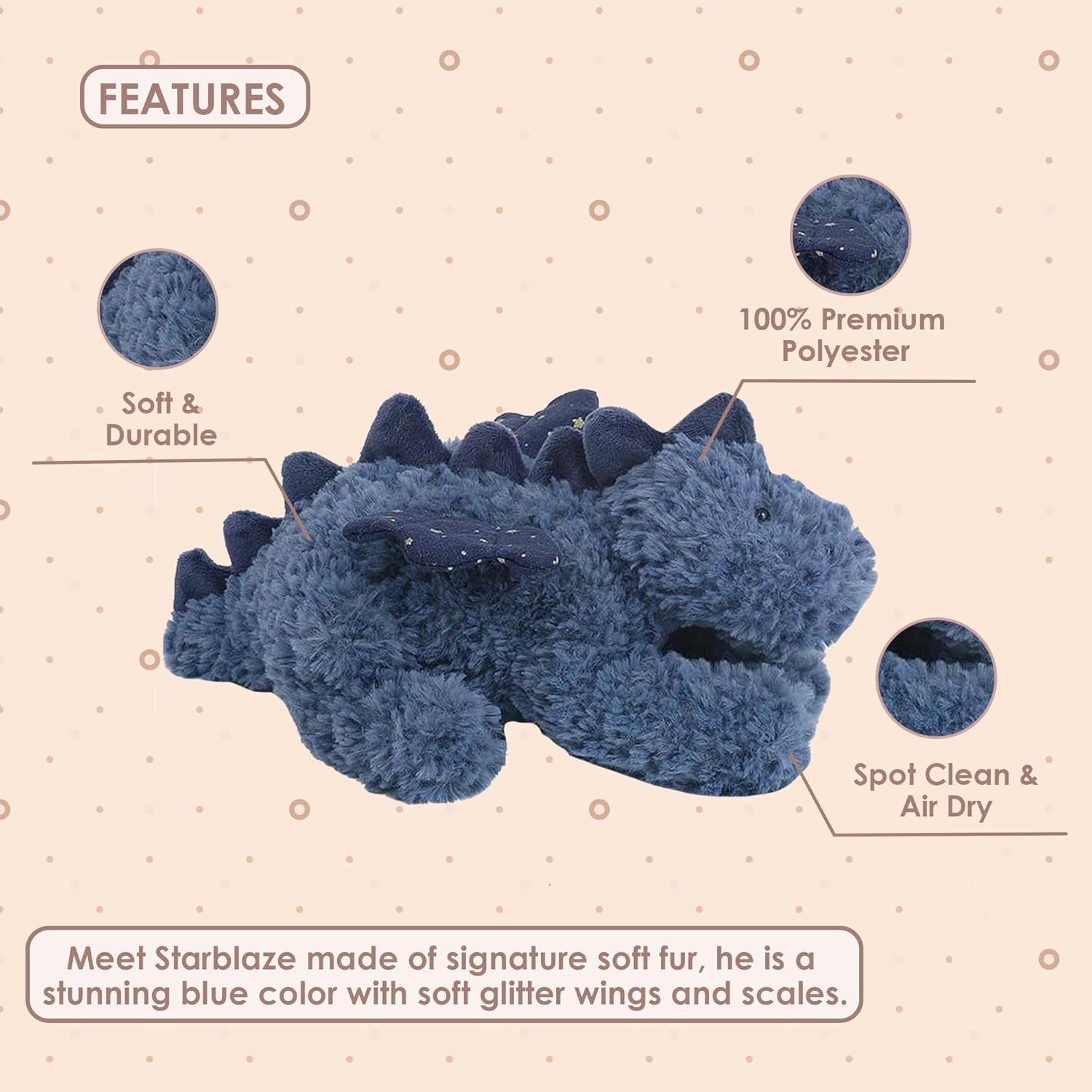 MON AMI Starblaze the Dragon Stuffed Animal – 12”, Adorable Soft Dragon Toy Plushies, Use as Toy/Nursery Room Décor, Great for Kids of All Ages