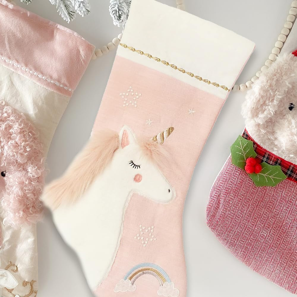 MON AMI Pink Unicorn Christmas Stocking – 21” |Perfect for Monogramming, Christmas Décor, Christmas Socks & Decorations, for Family & Kids