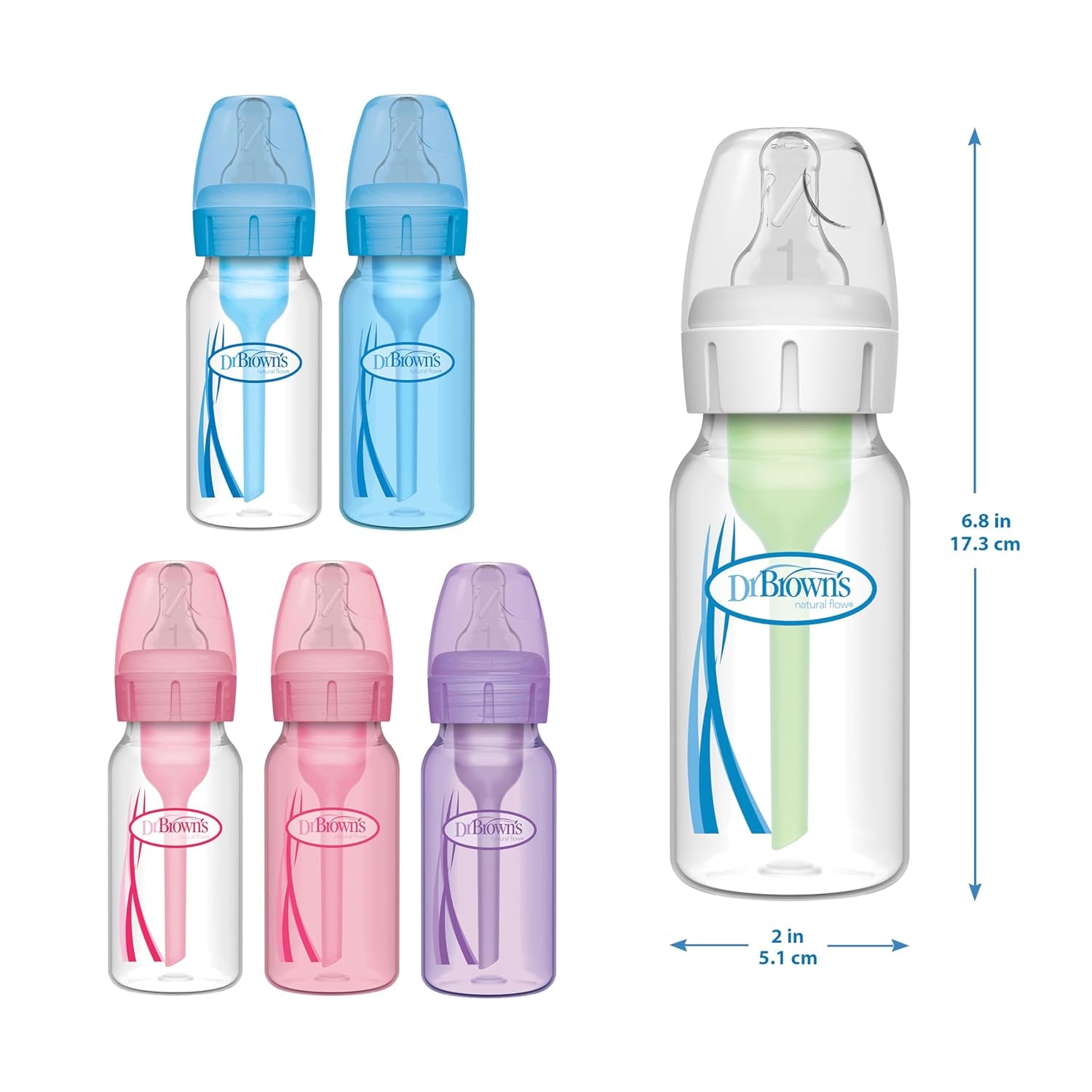 Dr. Brown'S Anti-Colic Options+ Narrow Baby Bottle, 0M+ Level 1 Nipple - Baby Bottle to Reduce Colic (1 Pack), 4 Oz