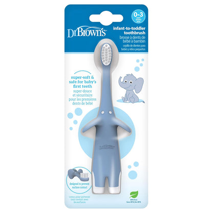 Dr. Brown'S Infant-To-Toddler Toothbrush, Soft and Safe Baby Training Brush, Elephant, Mint, 0-3 Years (Styles May Vary)