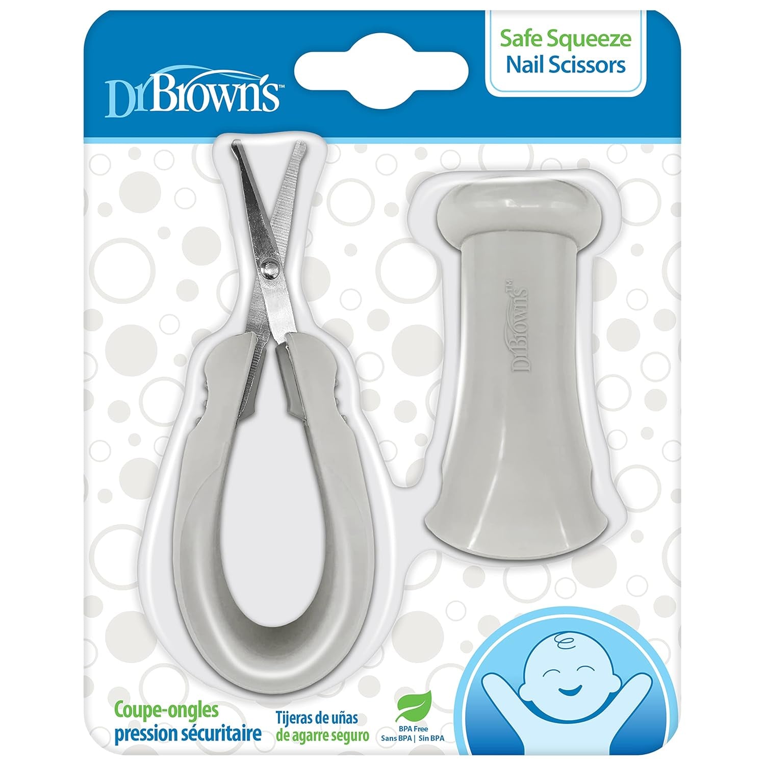 Dr. Brown'S Safe Squeeze Nail Scissors with Rounded Blade Tip and 100% Silicone Handle for Infant & Baby