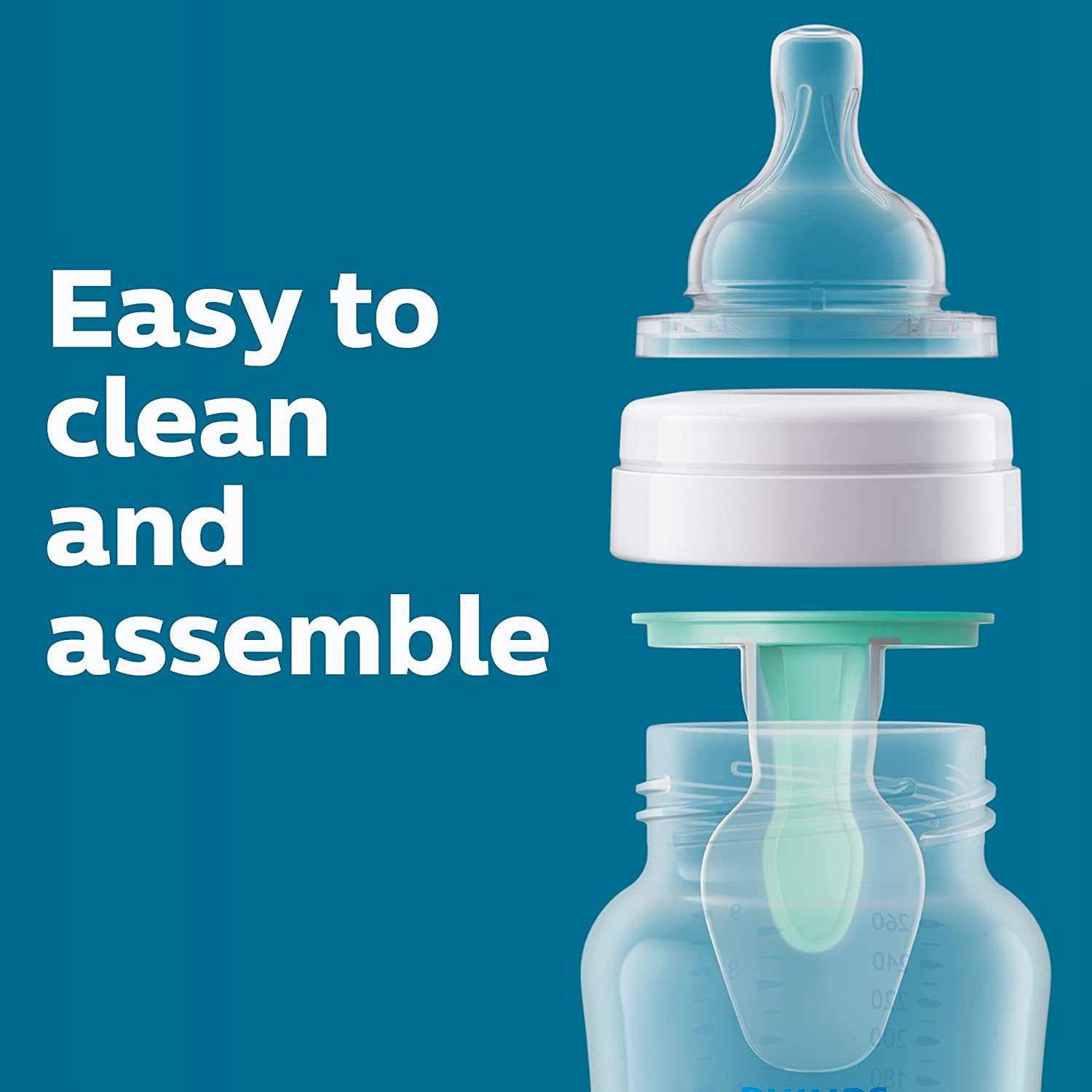 Philips Avent Anti-Colic Baby Bottle with Airfree Vent, 9Oz, 4Pk, Clear, SCY703/04