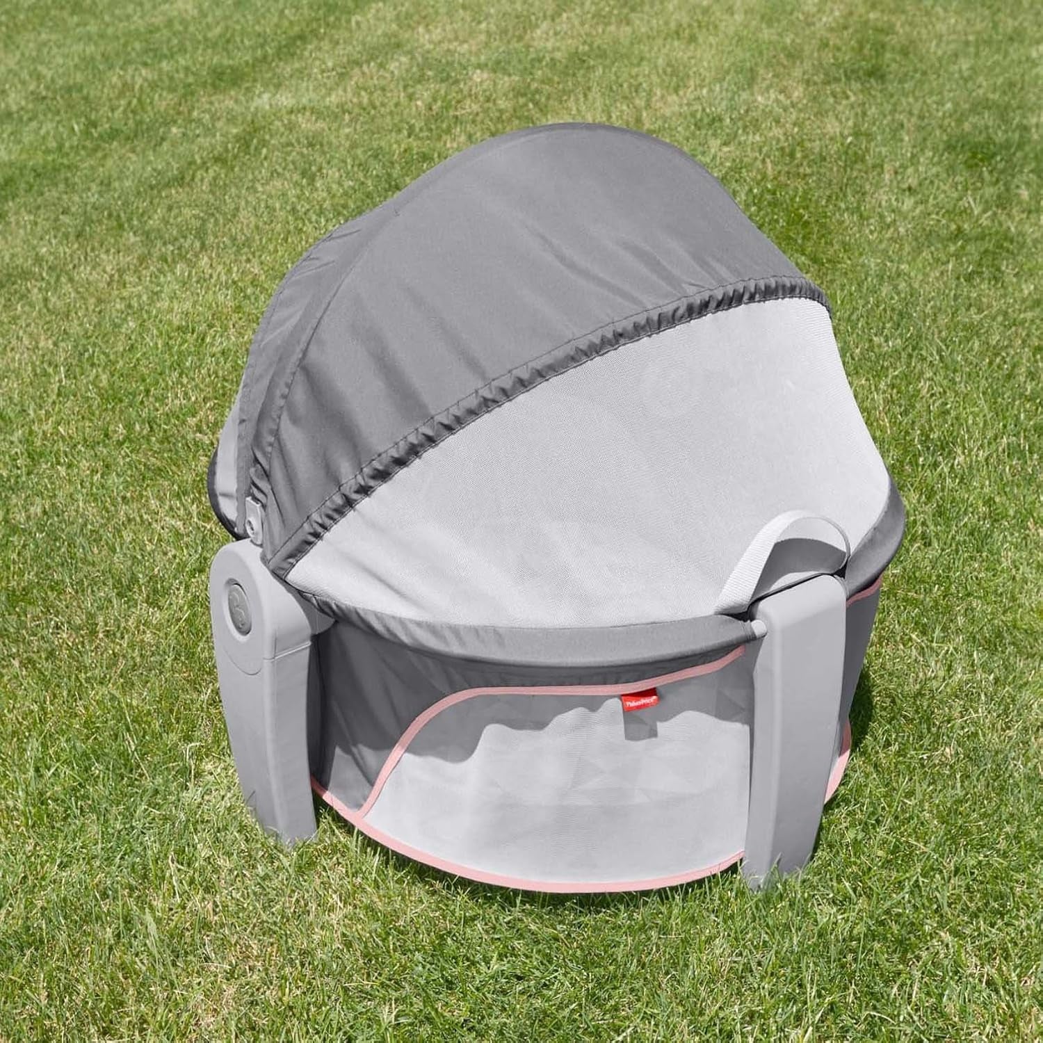 Fisher-Price Portable Bassinet On-The-Go Baby Dome, Travel Play Space with Developmental Newborn Toys & Canopy, Rosy Windmill