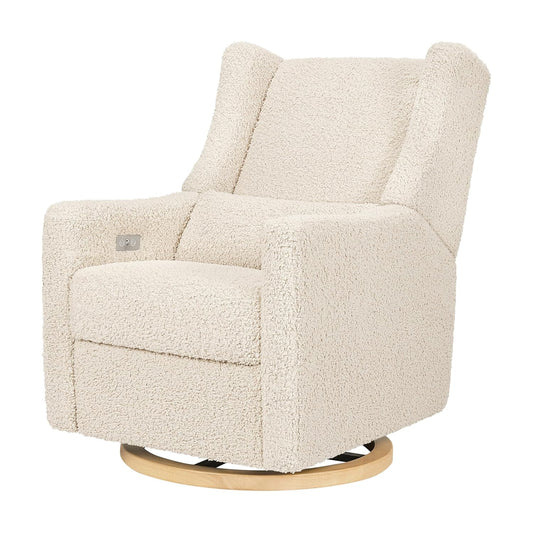 Kiwi Glider Recliner W/Electronic Control and USB | in Almond Teddy Loop W/Light Wood Base, Greenguard Gold Certified