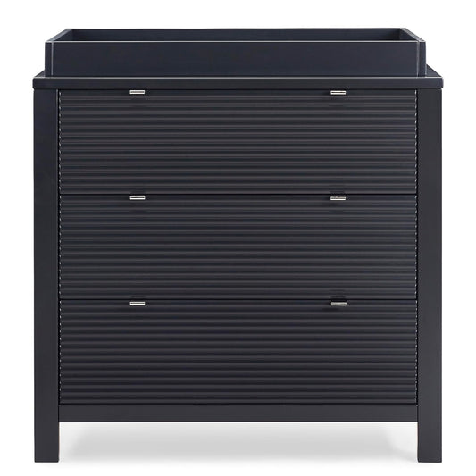 Delta Children Cassie 3 Drawer Dresser with Changing Top and Interlocking Drawers, Midnight Grey