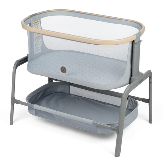 Maxi-Cosi Iora Bassinet Classic Slate: Portable Baby Bassinet, Infant Bedside Sleeper Crib, Height Adjustable, Breathable Mesh, Large Storage Basket